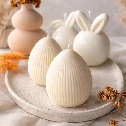 Detaliu striații lumânare ou din ceară de soia 120 g