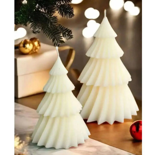 Lumânari Brad din ceară de soia, 9 cm si 12 cm, decor Crăciun