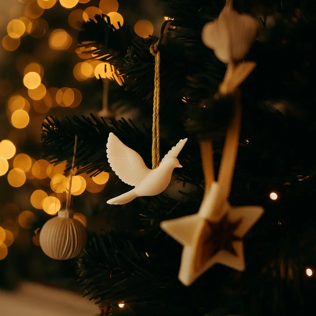 Ornament porumbel din rășină agățat în bradul de Crăciun, set Lunera