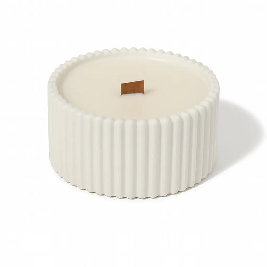 Lumânare din ceară de soia 90 g în vas ceramic reutilizabil – fitil din lemn