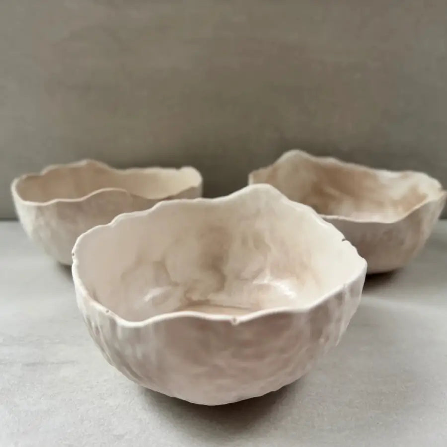 Bol decorativ marmorată bej, ceramică jesmonite, 13×6 cm, 300 ml