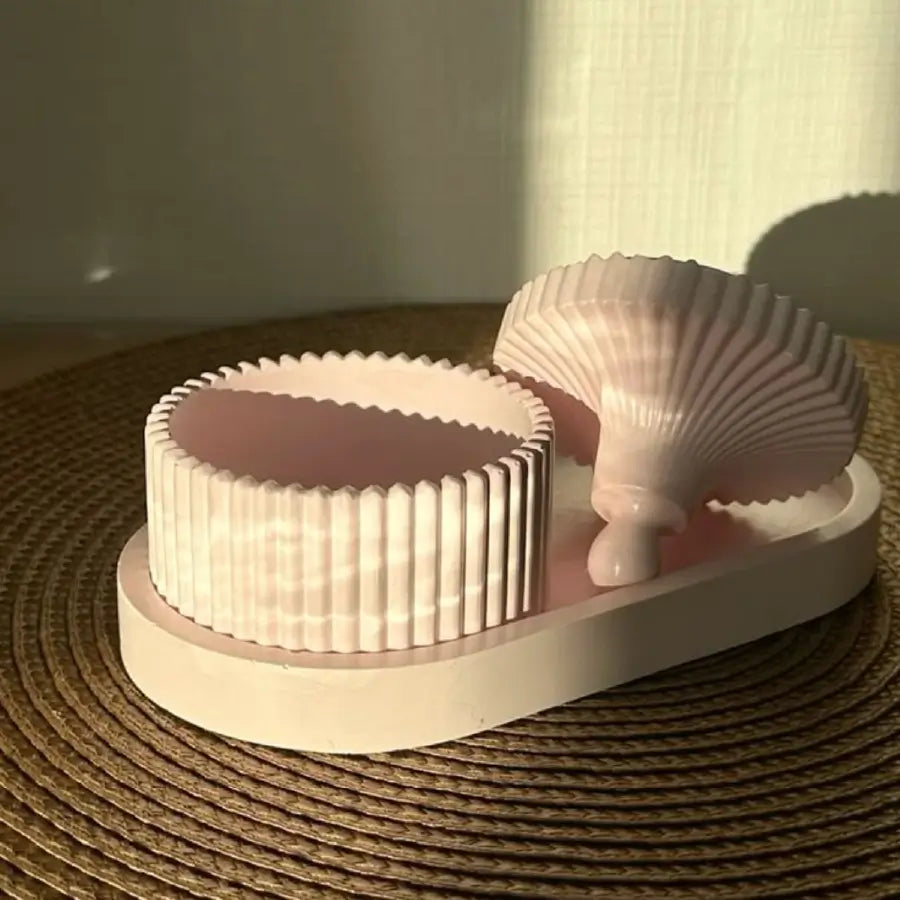 Cutie pentru bijuterii marmorată roz cu capac, ceramică jesmonite