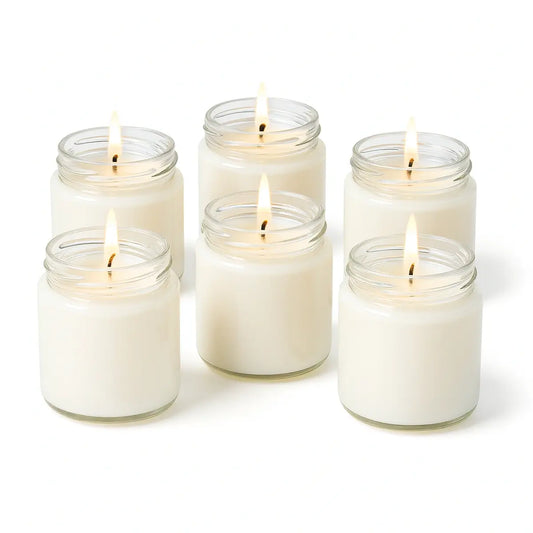Kit mostre mărturii – 6 lumânări parfumate din ceară de soia, borcane 50 g, alege aromele Lunera