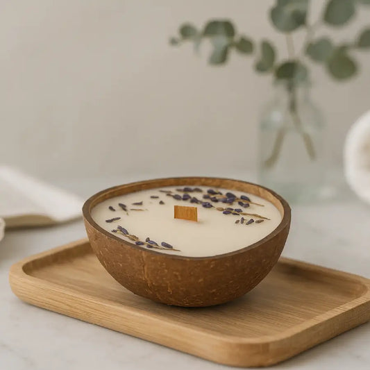 Vedere de sus – muguri de lavandă pe ceară de soia