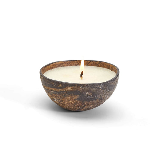 Lumânare simplă bol cocos cu fitil bumbac organic ardere 35 ore