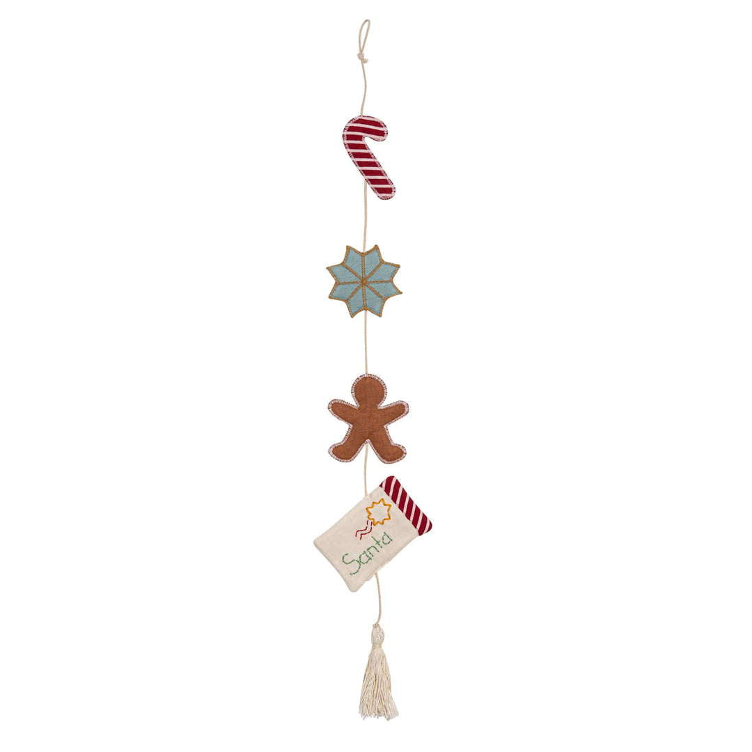 Ghirlandă de Crăciun Kikadu cu plic textil pentru scrisoarea către Moș Crăciun, pentru perete/șemineu