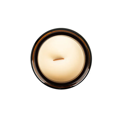 Lumânare Lunera din ceară de soia, Amber, cu fitil din lemn, 150 g