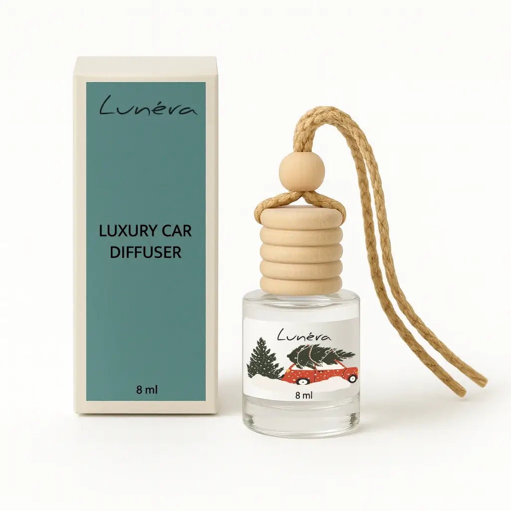 Odorizant auto Lunera în sticluță 8 ml cu dop din lemn, ediție de iarnă, cutie cadou
