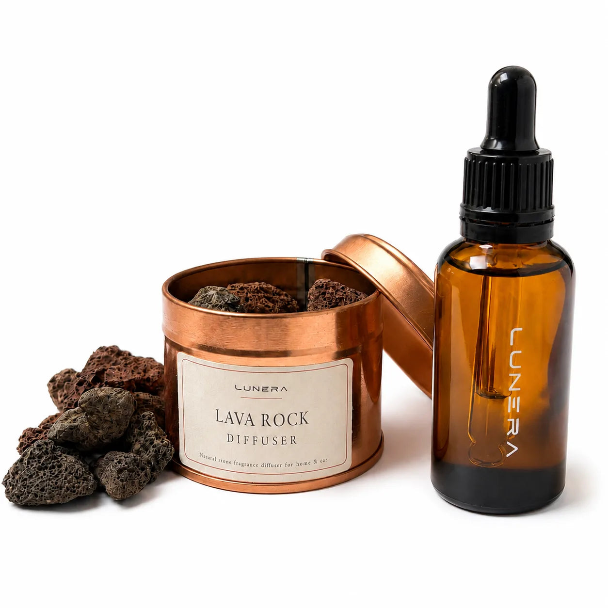 Odorizant auto cu rocă vulcanică Lava Rock Diffuser Lunera