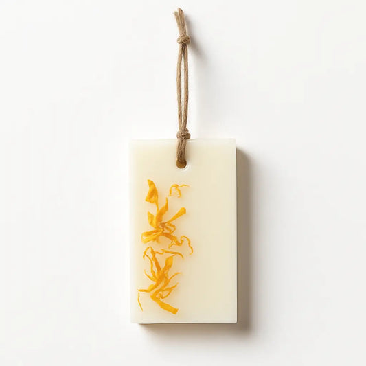 Odorizant de dulap din ceară de soia – Dovleac & Condimente (Pumpkin Spice), 25 g, decor cu petale de gălbenele – Lunera