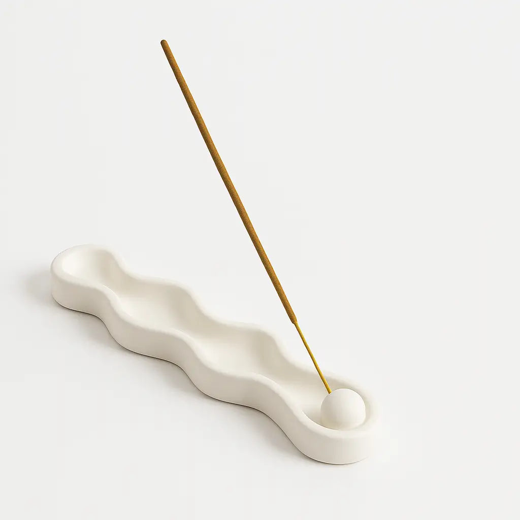 Suport bețișoare parfumate din ceramică jesmonite, alb mat
