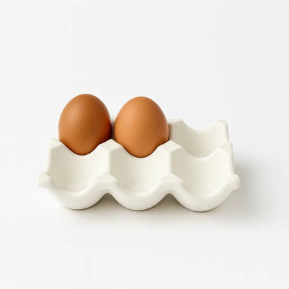 Suport pentru ouă, 6 locuri, ceramică jesmonite, alb