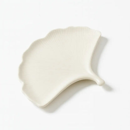 ăviță frunză Ginkgo din ceramică jesmonite, alb