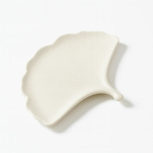ăviță frunză Ginkgo din ceramică jesmonite, alb