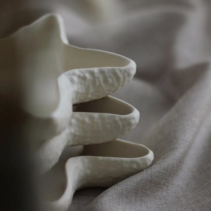 Tăvițe stea de mare din ceramică jesmonite, alb mat