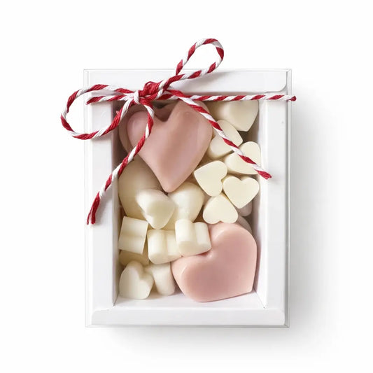Wax melts inimioare 120 g în cutie cadou cu capac transparent și șnur mărțișor – Lunera